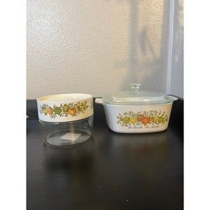 Corningware Spice of Life 1.5 QT Casserole dish w/ lid and Glass container